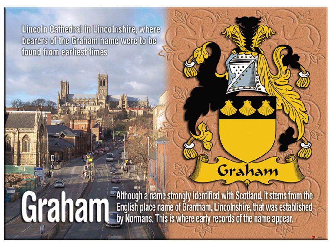 Graham English Ancestry Family Name Souvenir Metallic Picture Fridge Magnet
