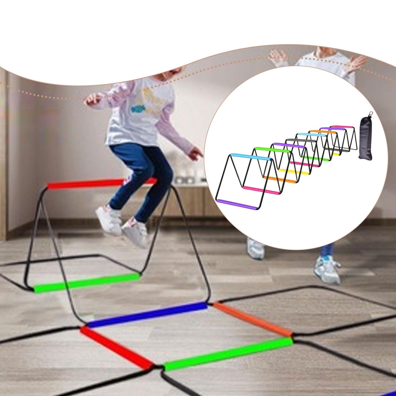 Agility Ladder con Estructura de Acero Y Correa Trenzada Escalera Multifuncional para Desarrollar Agilidad Velocidad Y Coordinación Diseño Compacto Fá