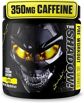 JNX Sports The Shadow! 350mg of Caffeine Hard Core Preworkout -Electric Energy, Mental Focus, Superhuman Strength, Men & Women - Lemon 30 Servings