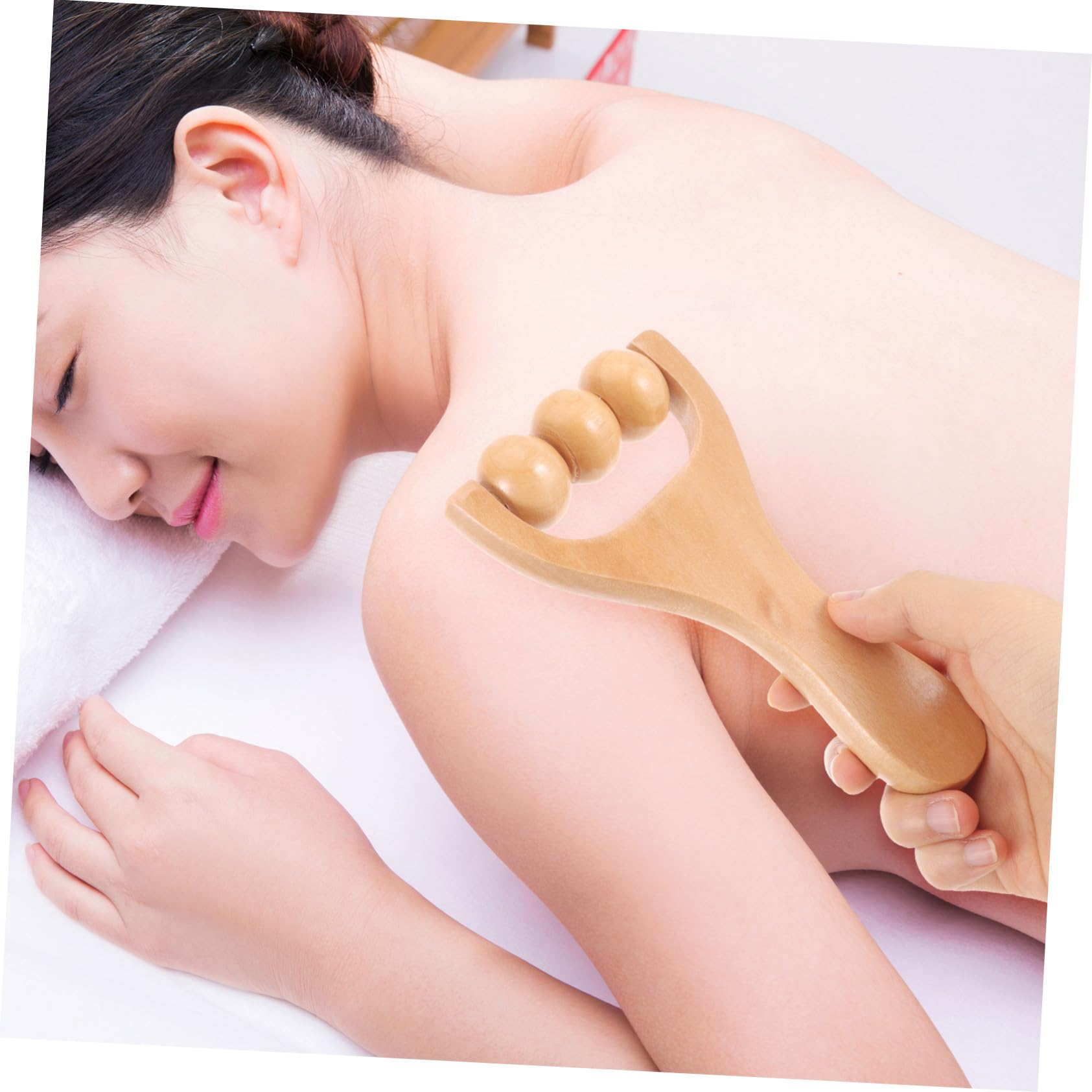 Rodillo de Masaje de Madera para Cuerpo y Rostro, 2 Piezas, Herramienta de Masaje Manual para Puntos Gatillo, Adecuado para Relajación de Cuello y Hombros