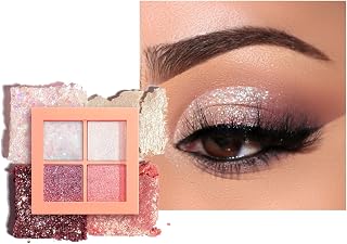 Pink Eyeshadow Palette, Matte + Shimmer 4 Colors - Highly Pigmented,Blendable, Long Lasting Eye Shadows Palette Eye Shadow Pallets for Women