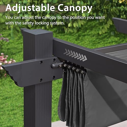 Miniatura 40 de PURPLE LEAF - Pérgola/kiosco retráctil de metal de 10 x 12 pies con toldo para exteriores, patio, jardín, porche, playa, pabellón estilo enrejado