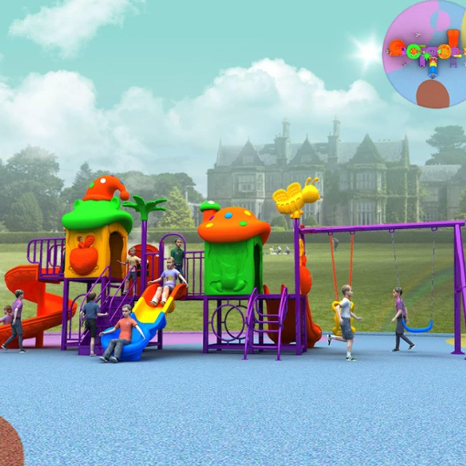 Large Outdoor Slides, Kindergarten Outdoor Slide and Swing Combination Sets, Residential Community Playground Equipment(A34)