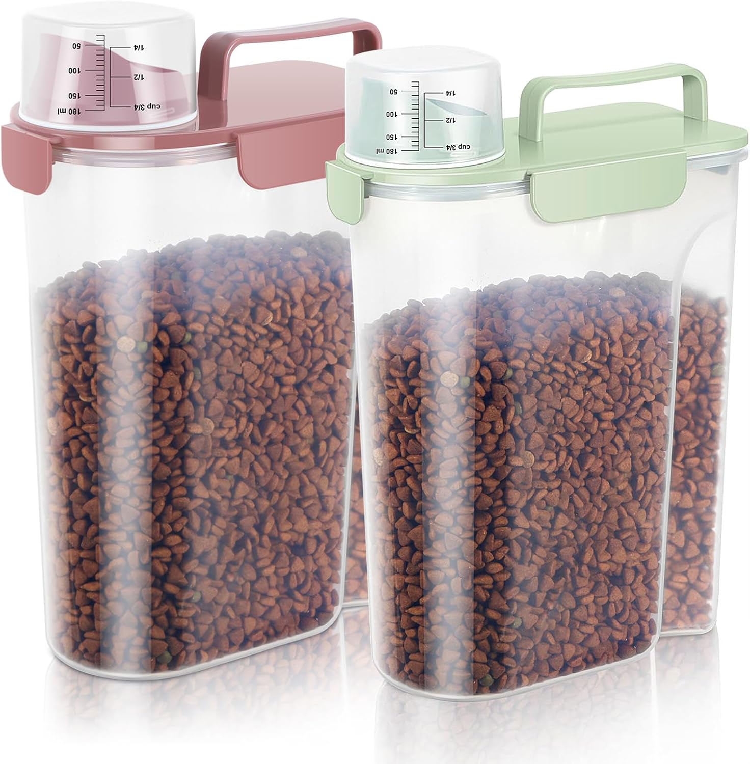 Dog Cat Food Storage Container with Upgraded Large Nozzle BPA-free, 4 Snap Seals Plastic Pet Food Storage Containers with Handles are Easy to Clean and Carry 5-7lbs