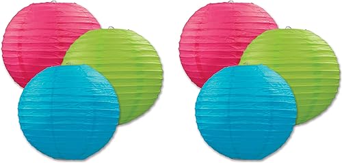 Miniatura 5 de Beistle Faroles de papel de forma redonda turquesa, 1 unidad