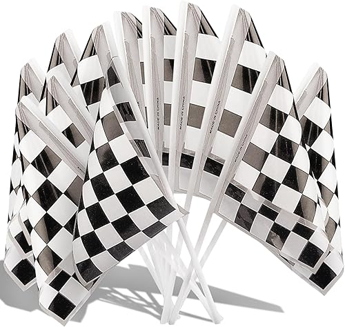Fun Express Juego de banderas de carreras de plástico, decoración vibrante para fiestas temáticas de carreras, carnavales, desfiles y celebraciones,