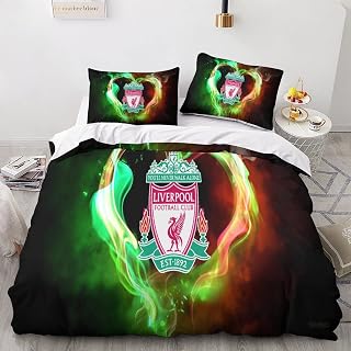 MINNAQ Liverpool Bedding Set Duvet Cover Set with Zipper Closure, Quilt Cover Set for Teen Kids Boys Girls Adult, Durable Microfiber 3 Piece Set Double（200x200cm）