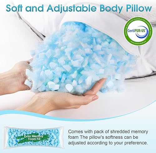 Miniatura 4 de Almohada corporal, almohada larga, almohada corporal de espuma viscoelástica, almohada lateral en forma de C, funda de almohada lavable a máquina,