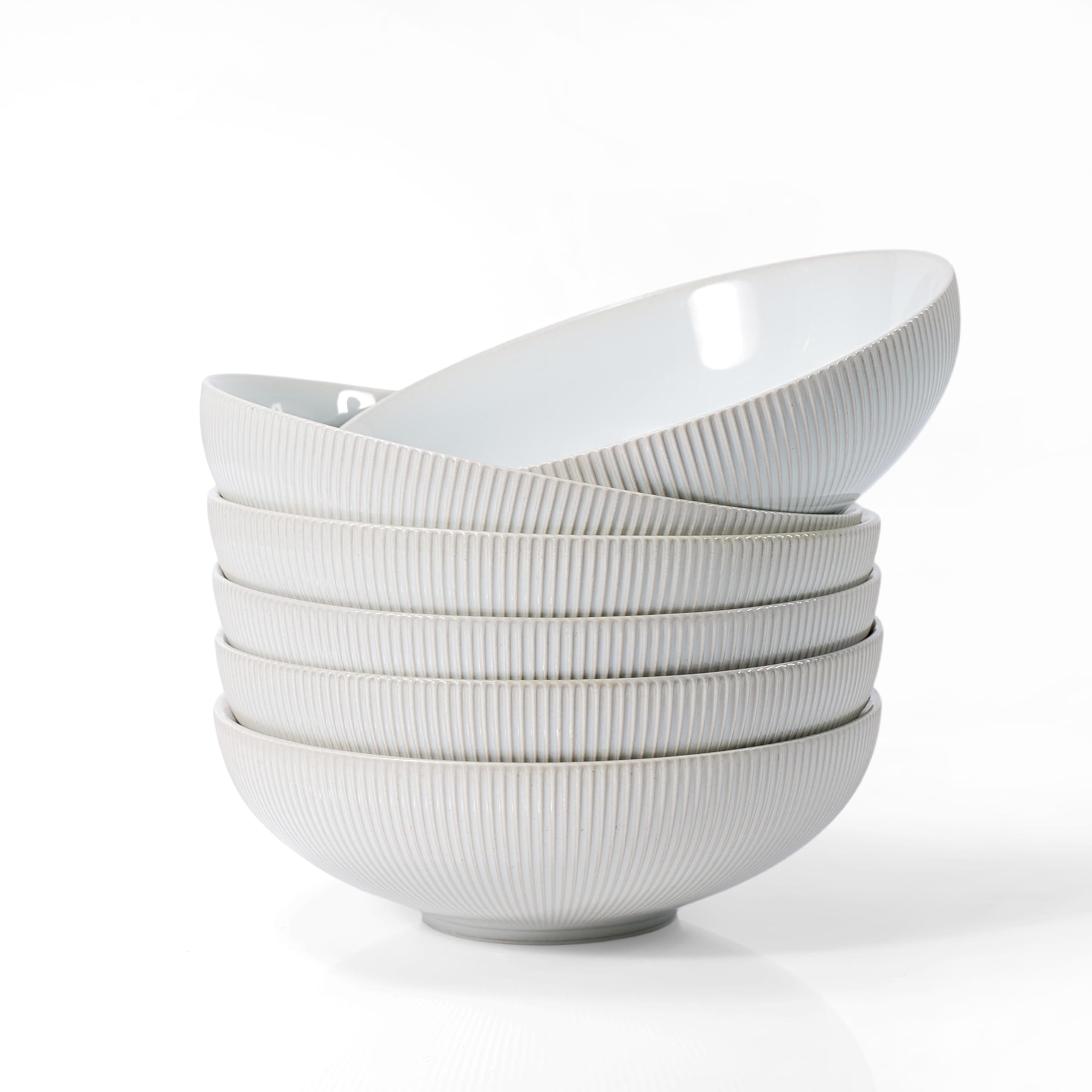 Jiwoo 1100ml Pastaschalen, Suppenschalen 6-teilig, Ø 20cm Salatschüssel aus Modernem Bone China, Müslischalen für Pasta, Suppe, Salat