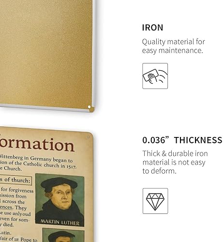 Miniatura 3 de Póster de la enseñanza de la historia Martin Luther de la Reforma en Europa, póster de metal oxidado para decoración de bares, estilo retro, 15.7 x