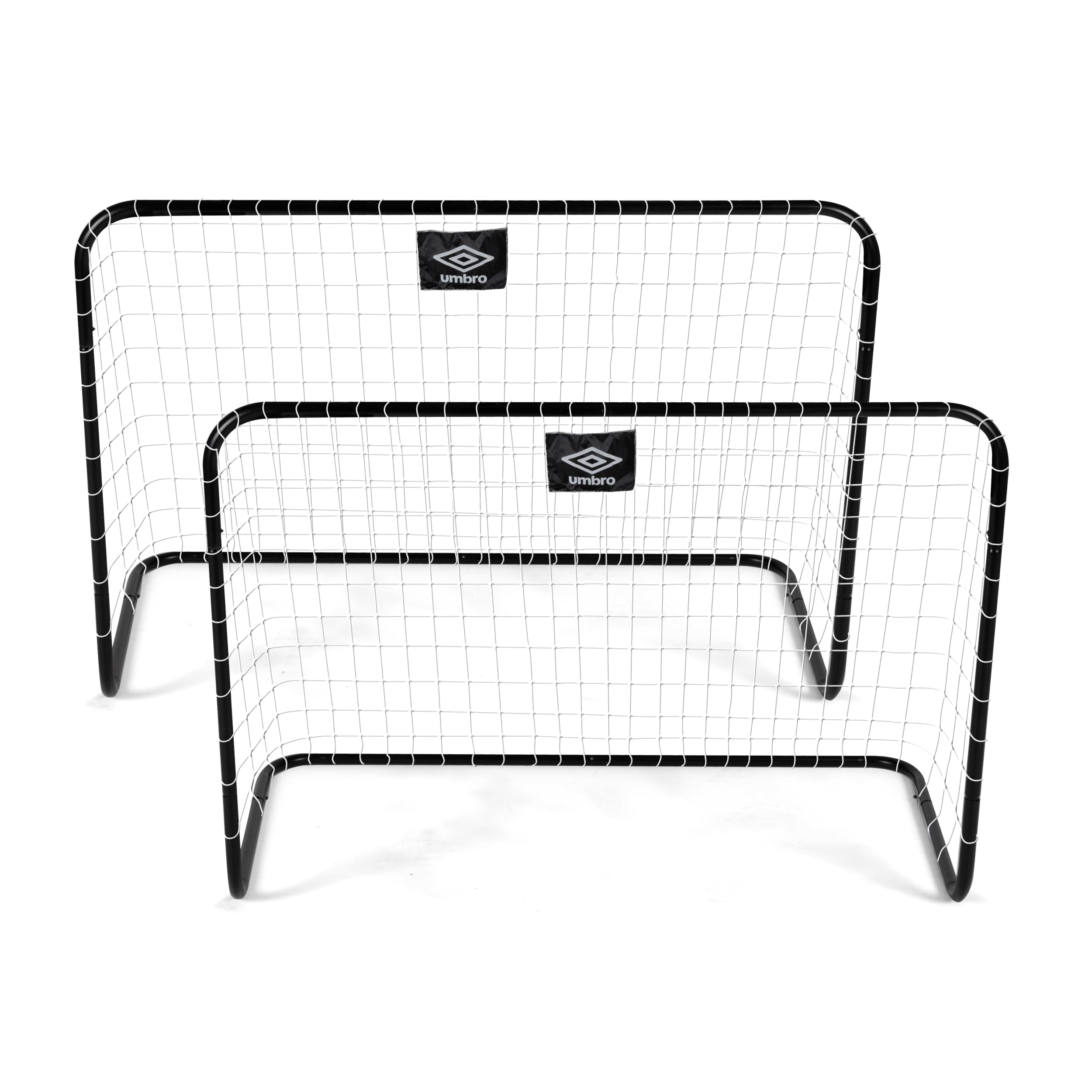 Umbro Football Goals Set of 2 - Includes 4 Ground Hooks - 78 x 56 x 45 cm - Metal - Black, Normal