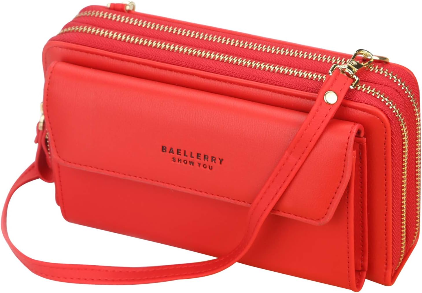 Yixuan Women Crossbody Cell Phone Bag Ladies Cross-Body Shoulder Bags Women Purse Wallet with Double Zipper PU Leather Phone Purse Bags with Adjustable Strap Card Holder Wallet Phone Pouch Bag