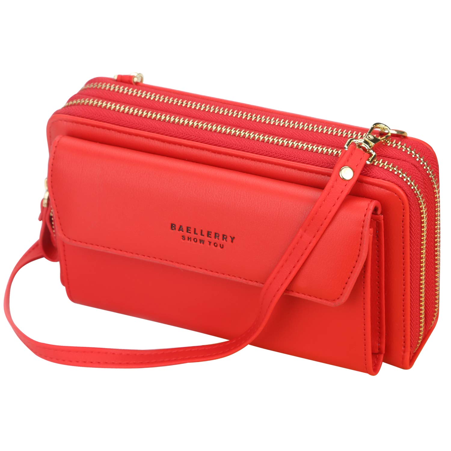 Yixuan Women Crossbody Cell Phone Bag Ladies Cross-Body Shoulder Bags Women Purse Wallet with Double Zipper PU Leather Phone Purse Bags with Adjustable Strap Card Holder Wallet Phone Pouch Bag