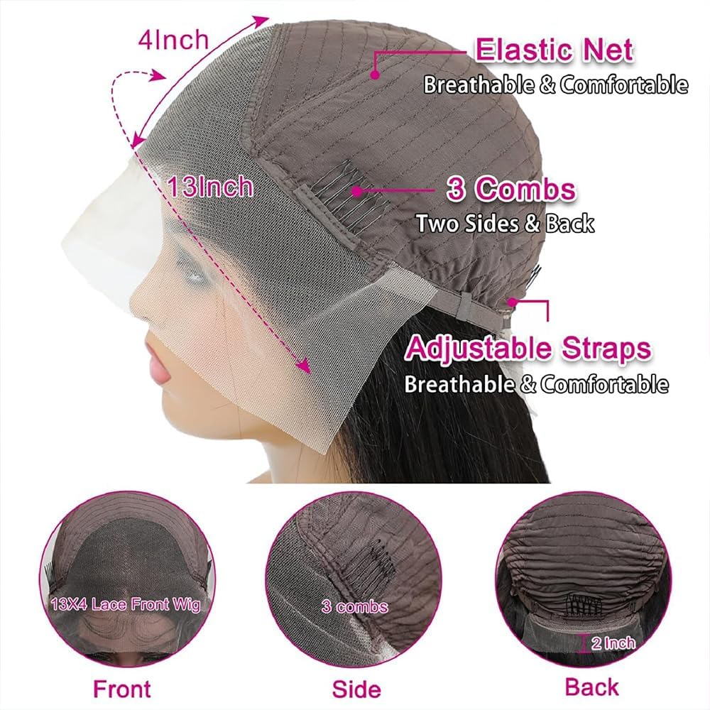 Bele 34 inch 13X4 Body Wave Lace Front Wigs Human Hair Body Wave Human Hair Wig 180% Density Brazilian HD Transparent Lace Front Wigs for Women Pre Plucked with Baby Hair Natural Color - Image 3