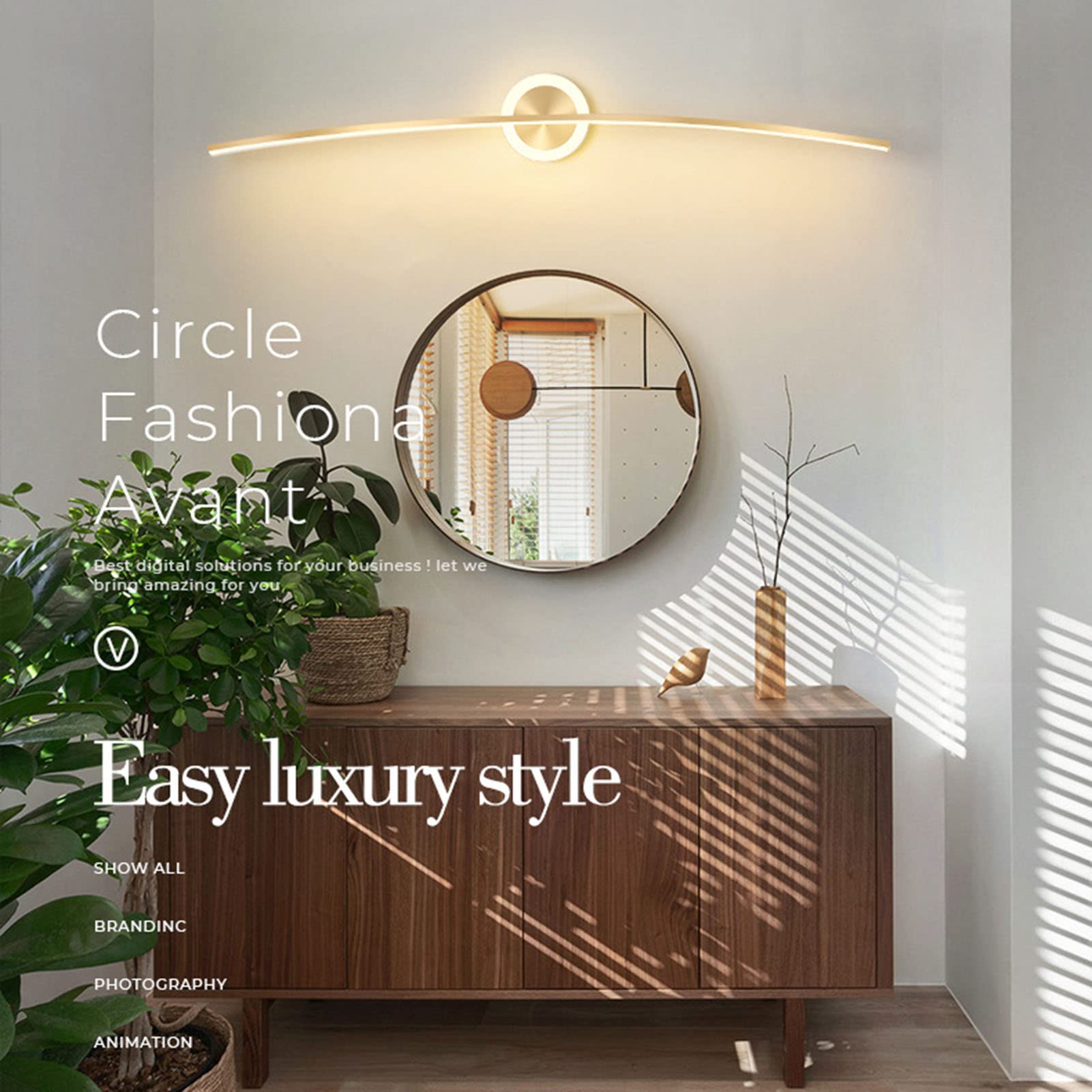Lampada Da Specchio A LED Bagno 80Cm 20W, Lampada Da Parete Dimmerabile Con Luce Specchio, Parete Luminosa Da Bagno IP44, 3000K-6000K, 1600LM, in Alluminio Acrilico, Per Armadi Specchio Specchi,D'oro