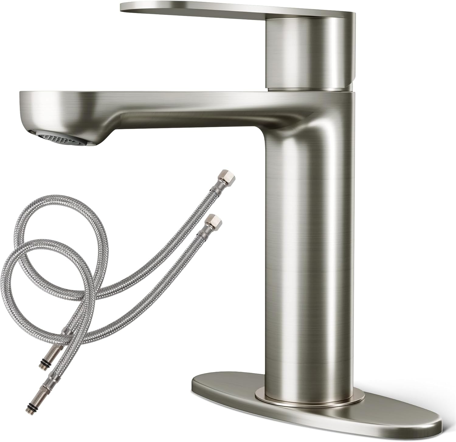 Single Hole Bathroom Faucet | 6.9" Black and Gold Luxury Single Handle Bathroom Faucet with Solid Brass Body, Spot-Free Finish & Anti-Splash Design | 1 or 3 Hole | Easy Installation