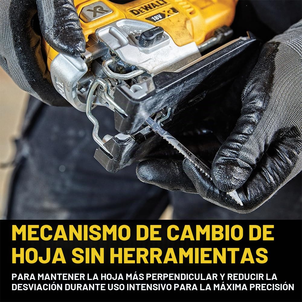 DEWALT DCS335NT-XJ, Sierra de calar sin escobillas 18V XR, Incluye maletín TSTAK, 3200cps/min, Corte madera 135mm /Acero 10mm, No incluye batería ni cargador