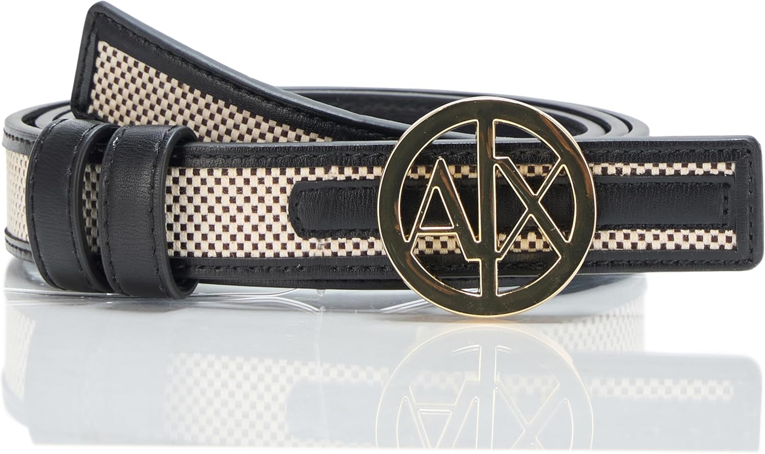 Armani Exchange Women's Rattan Circle Plate Belt, Black, 38 - Image 2
