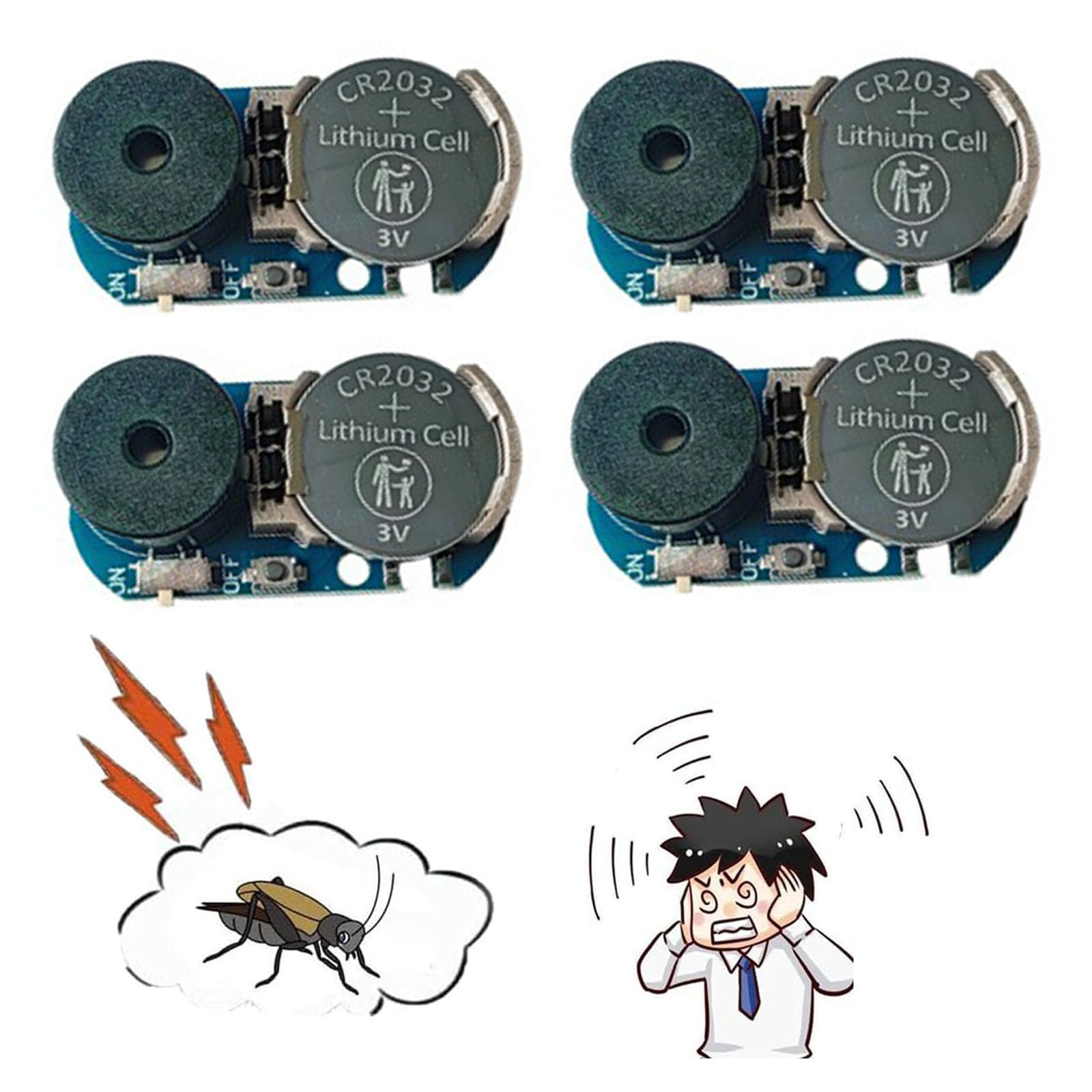 4 Pack New 20 Sounds Annoyatron Noise Maker Prank, Prank Noise Maker Hidden, Beeping Several Months, Office Pranks for Coworkers, Devices to Annoy Neighbors, Funny Office Pranks for Adults (Blue)