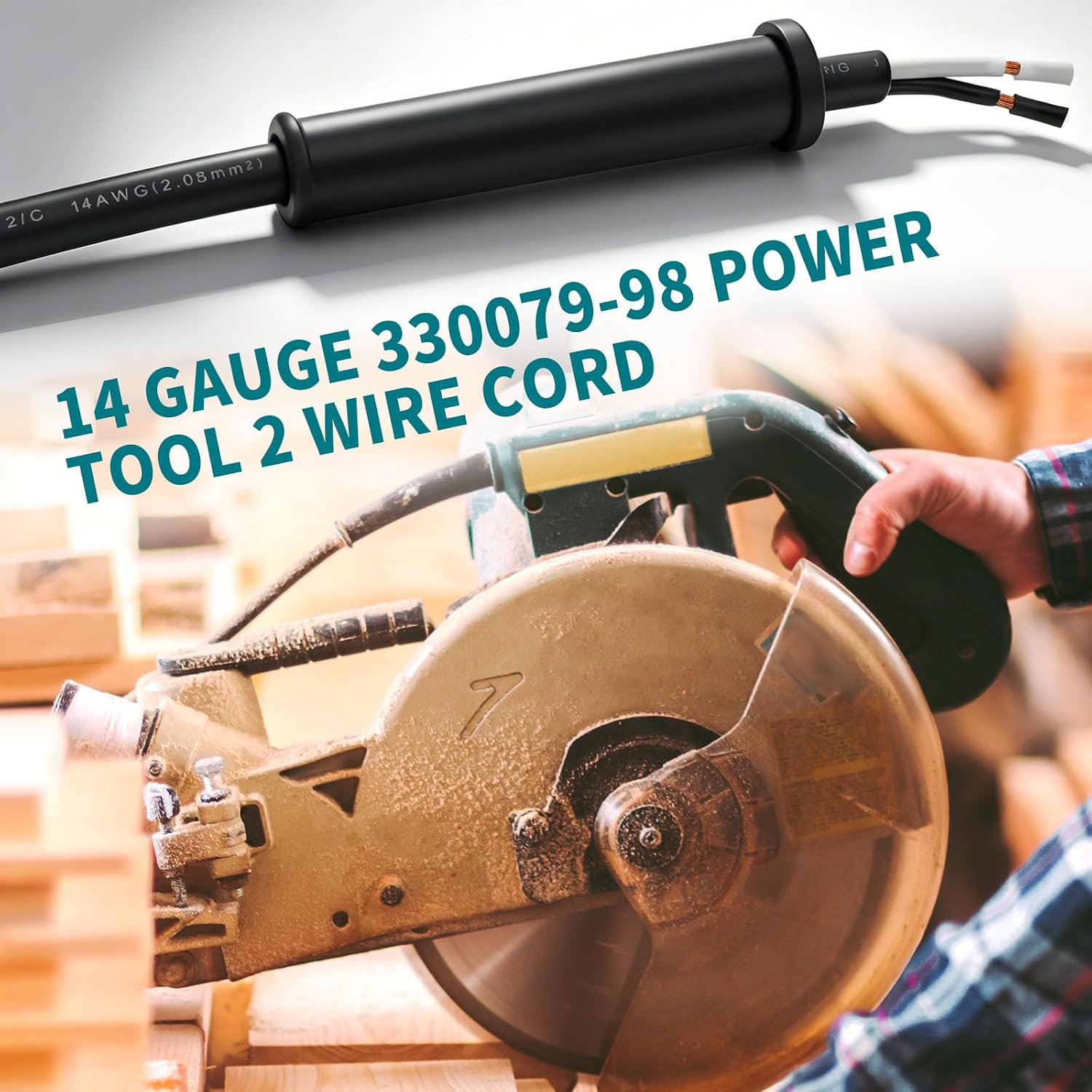 14 Gauge 330079-98 Power Tool Cord Compatible with DeWalt DW359,Chainsaw | 2 Wire Reliable power transmission Compatible with DW362, DW364, DW368 Saw with Pre-stripped ends