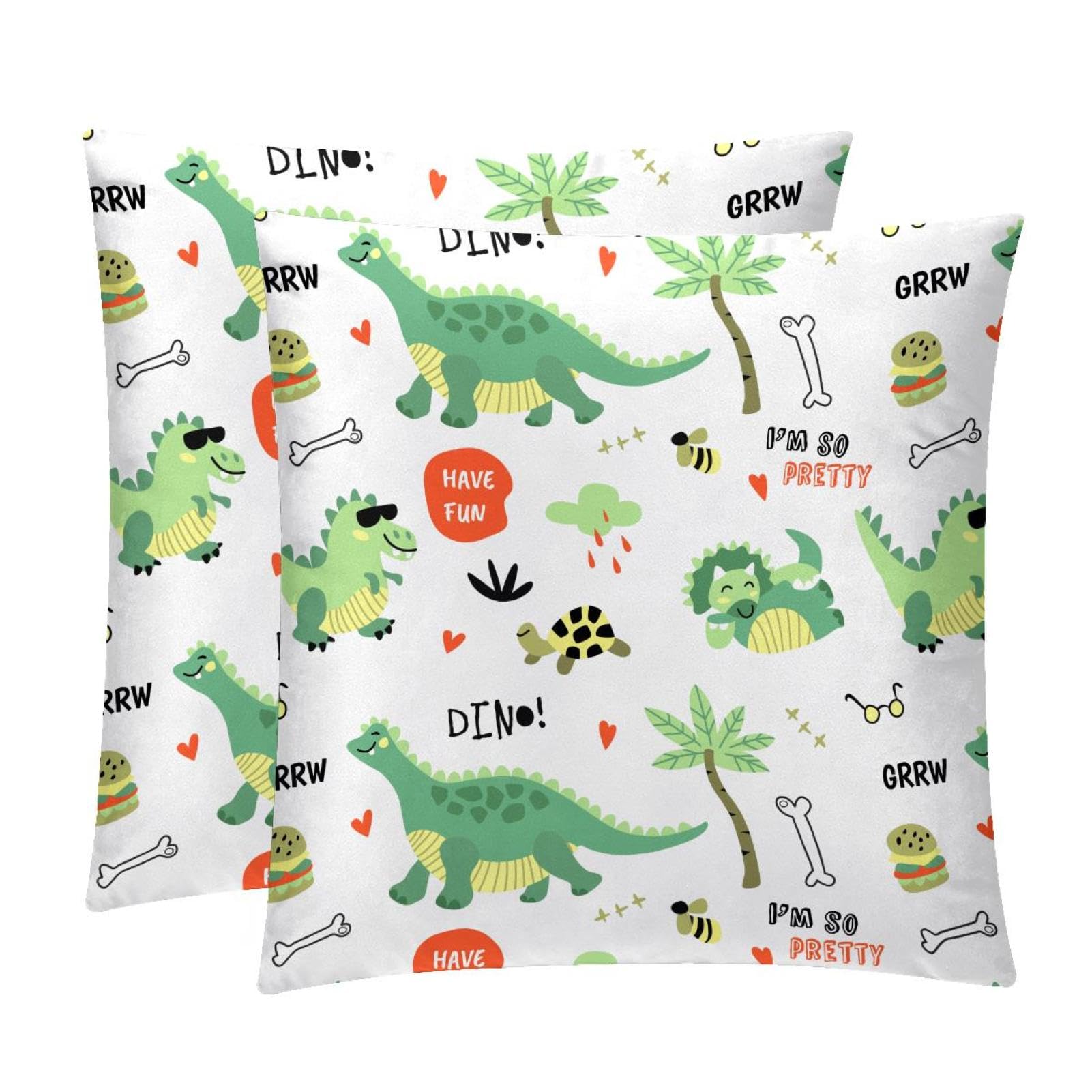 TDGKPZ Colorful Dinosaur Throw Pillow Covers 2 Pack Cushion Cases Decorative Pillow Cases Home Decor 50x50cm