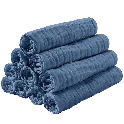 Miniatura 25 de Yoofoss Paquete de 10 paños de muselina para bebé, 100% algodón orgánico, para niños y niñas, grandes, 20 x 10 pulgadas, súper suaves y absorbentes