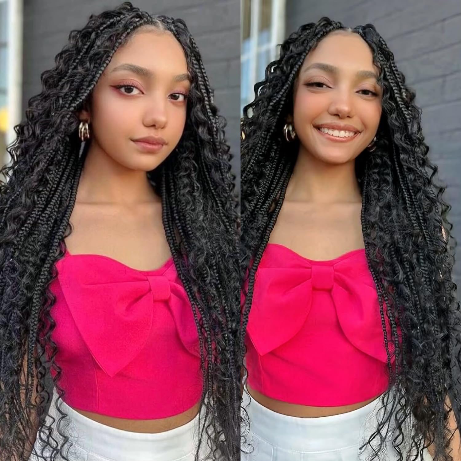 Knotless Boho Braided Wigs for Black Women Double Full Lace Boho Box Braid  Wig Human Hair Blended Glueless Goddess Braided Wigs with Baby Hair