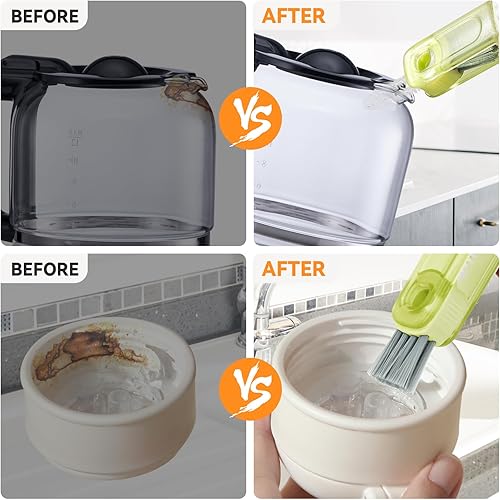 Miniatura 5 de Juego de cepillos de limpieza 3 en 1 para tapa de taza, cepillo multifuncional de limpieza de botellas, limpiador de huecos de tapa de taza de