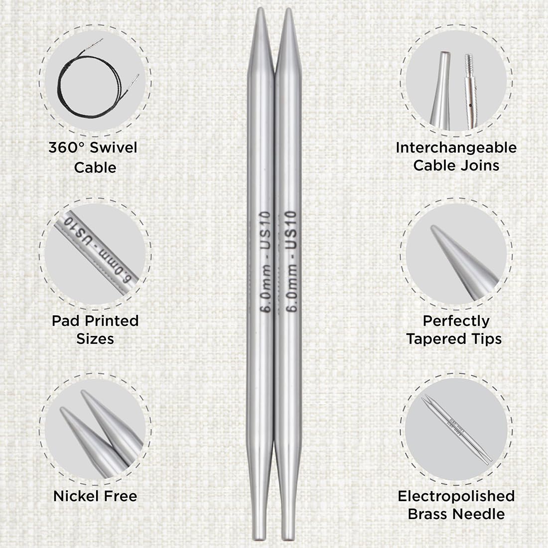 KnitPro Nova Regal Austauschbare Nadelspitzen Set 4" (10cm) | 11 Größen (3mm bis 8mm)