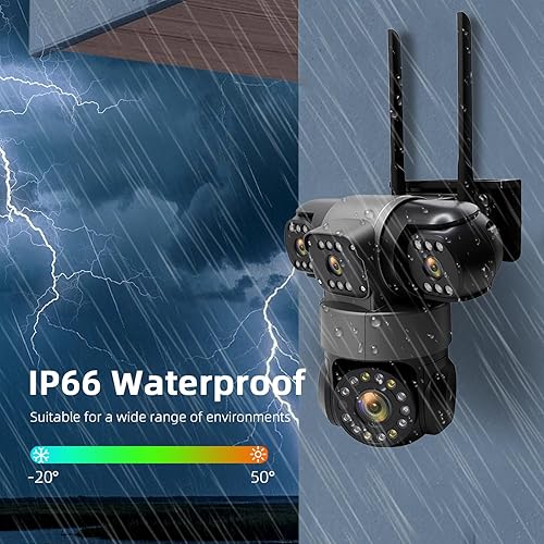 Miniatura 9 de Cámaras de seguridad inalámbricas de 4 lentes para vigilancia doméstica al aire libre, interior, resolución FHD de 4 x 2 MP, cobertura PTZ de 360,