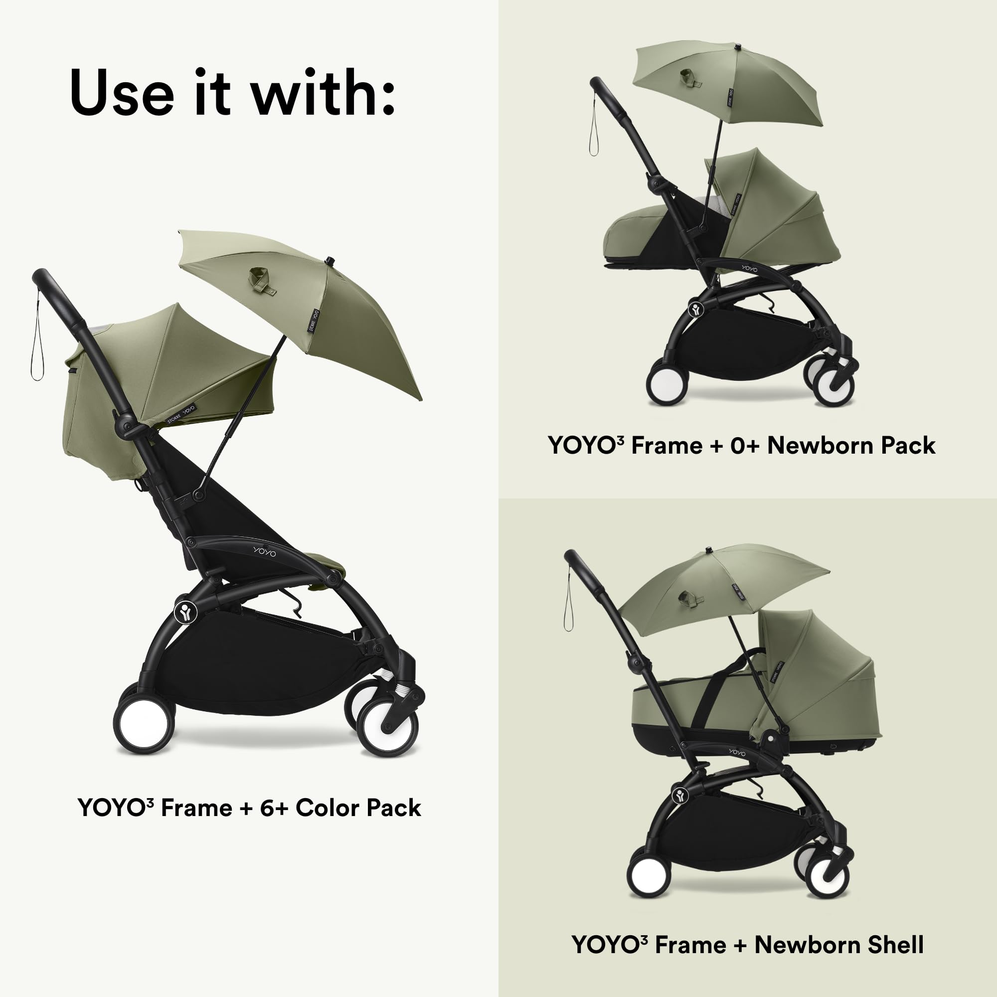 Stokke YOYO Parasol, Olive, UPF 50+ Protection, Enhanced Opacity, Use on YOYO Stroller with 0+ Newborn Pack - Image 4