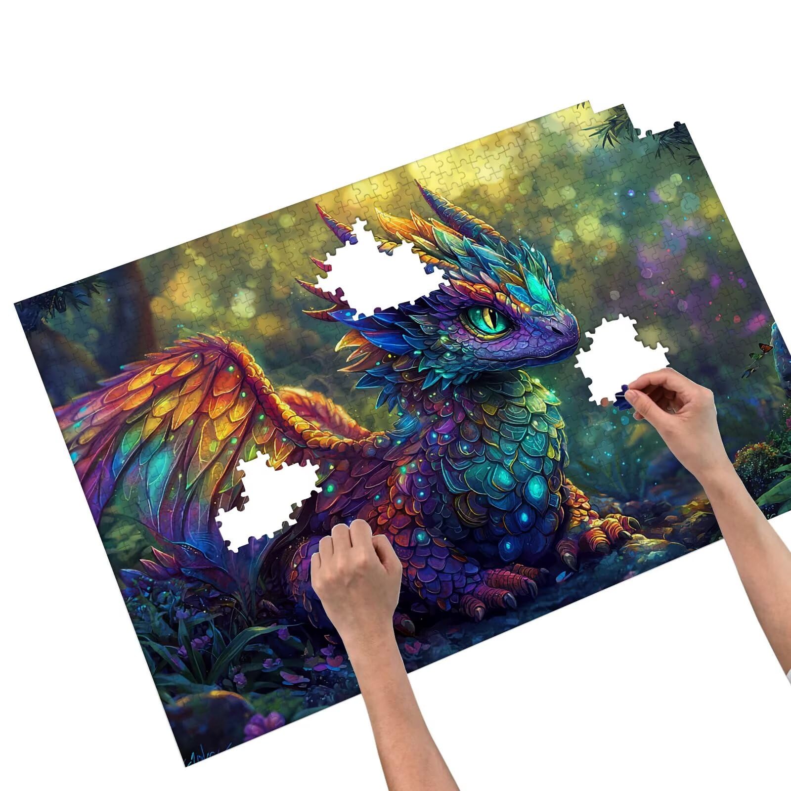 Puzzle 3000 Pièces Adultes, Puzzle Dragon pour Adulte, Grand Puzzles Bois avec Boite Cadeau, Jeu de Concentration pour Adultes, 3000 Pièces Puzzles pour Décoration Murale Maison, Cadeau Femme, R-72