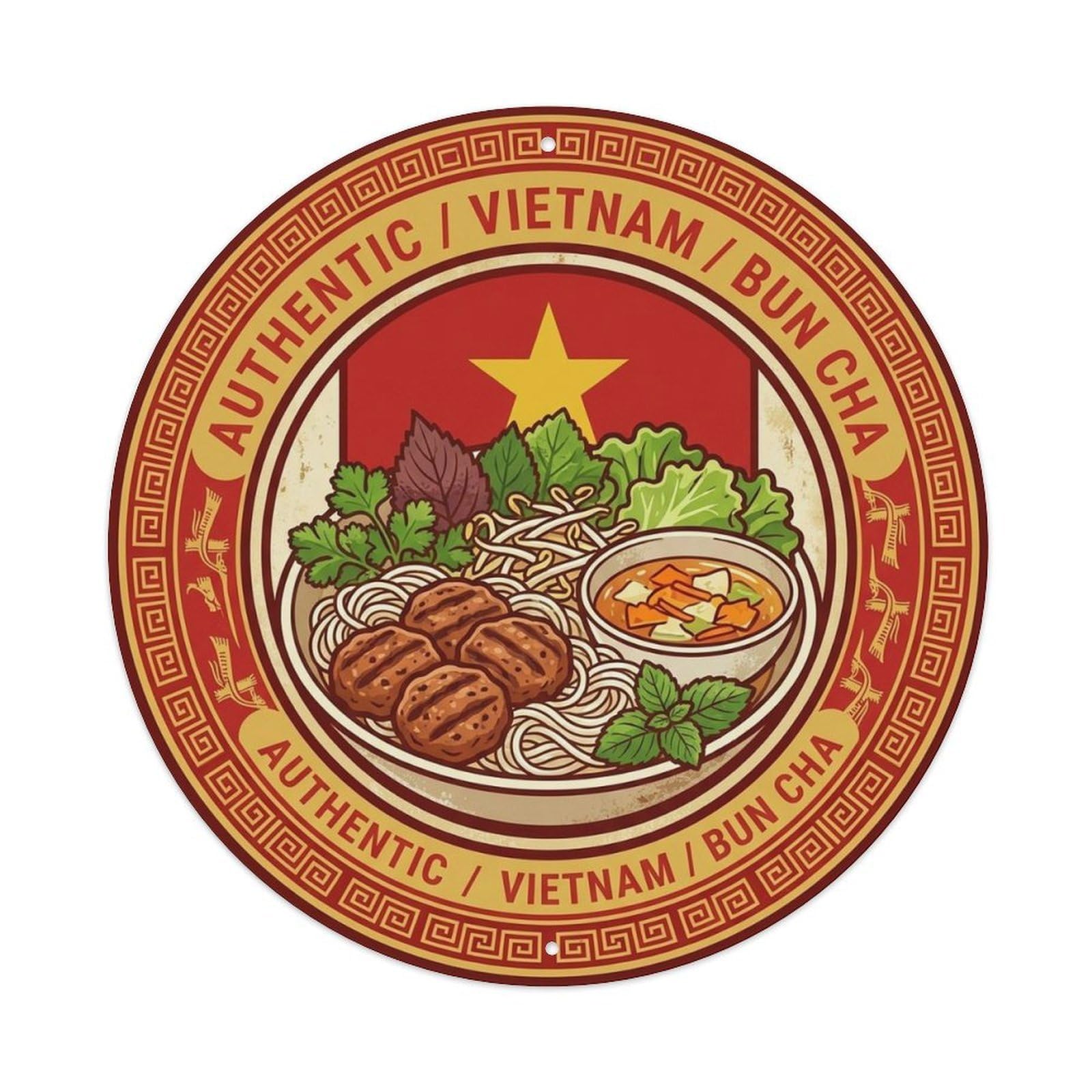 Vietnam Travel Bun Cha Vietnamese Noodle Dish Cuisine Metal Tin Sign