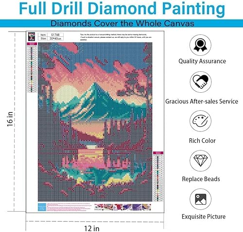 Miniatura 10 de Eiazuiks Kits de pintura de diamantes para adultos, puesta de sol 5D DIY kits de arte de diamantes de perforación completa para regalo, decoración