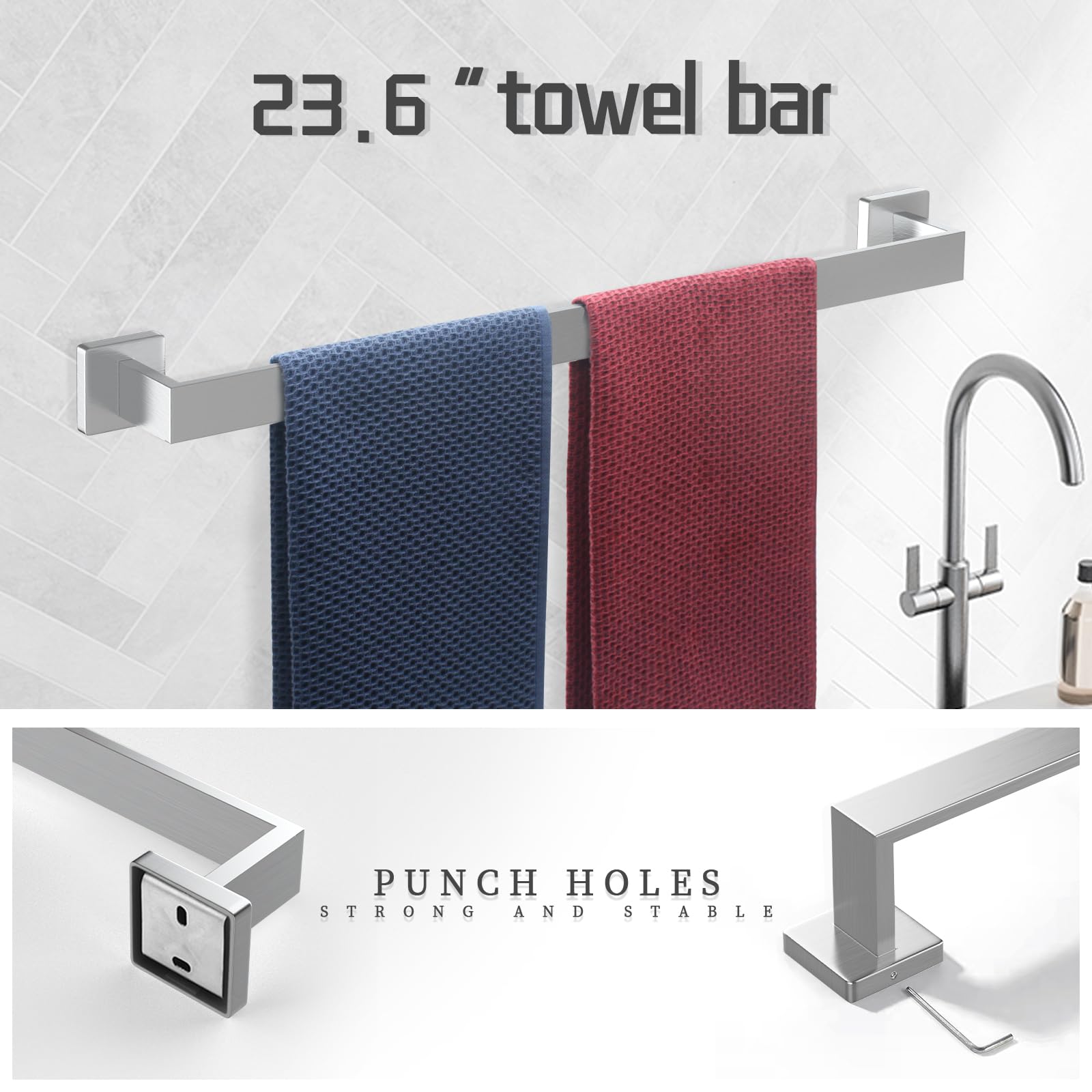 Badezimmer Set 10-tlg. Gebürstetes Nickel – Handtuchhalter, Toilettenpapierhalter, Haken Aus Edelstahl