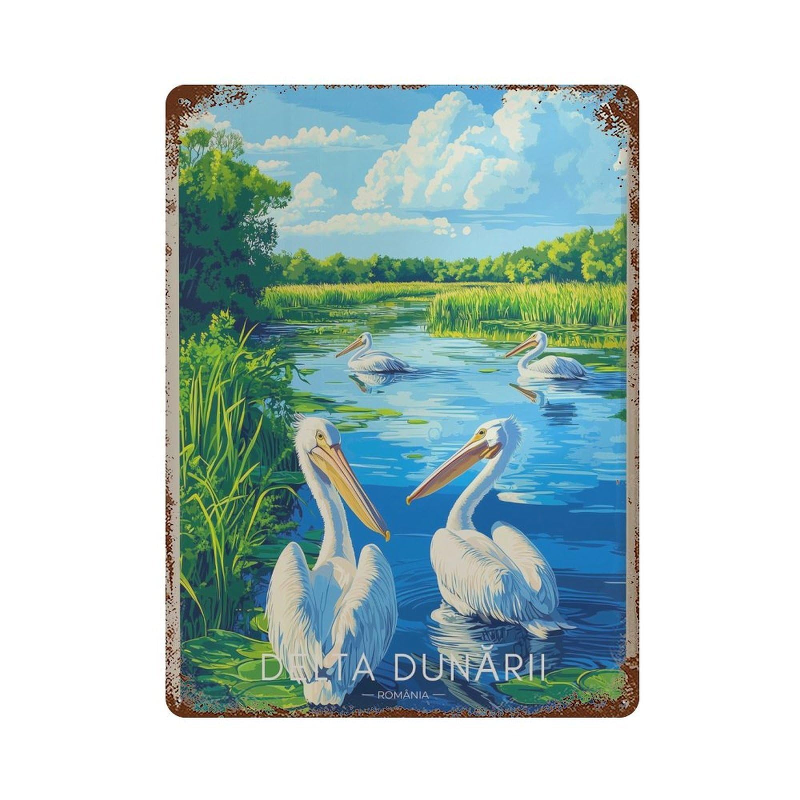 xiaoxiaoshen Danube Delta Romania Swampland Wall Decor Art Metal Tin Poster Modern Home Decor Art Home Bar Shop Decorations Vintage Sign 40x30cm