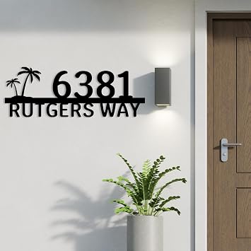 House Numbers Personalized Metal Address Sign for Outside - Custom Street Name & Number, Modern Home Address Plaques for House, Durable Metal, Easy Install