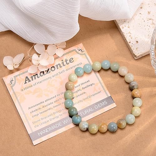 Vista 128 de MASSIVE BEADS Pulsera elástica de yoga hecha a mano con piedra natural, cristal curativo, energía, regalos para adultos unisex de 0.157 in, 0.236