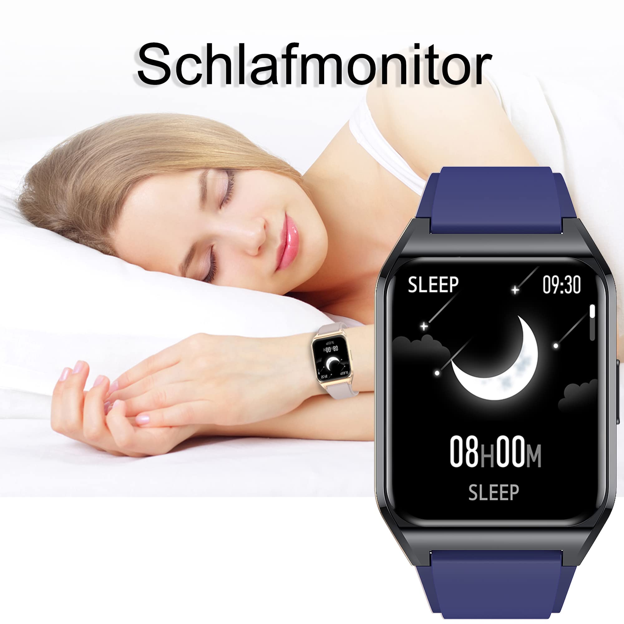 Smartwatch Telefonieren, Fitness Tracker 1.69 Zoll Touchscreen Fitness Uhr mit Blutdruckmessung Kalorie Musik Schrittzähler Herzfrequenz Schlafanalyse Sportuhr Smart Watch für Android iOS