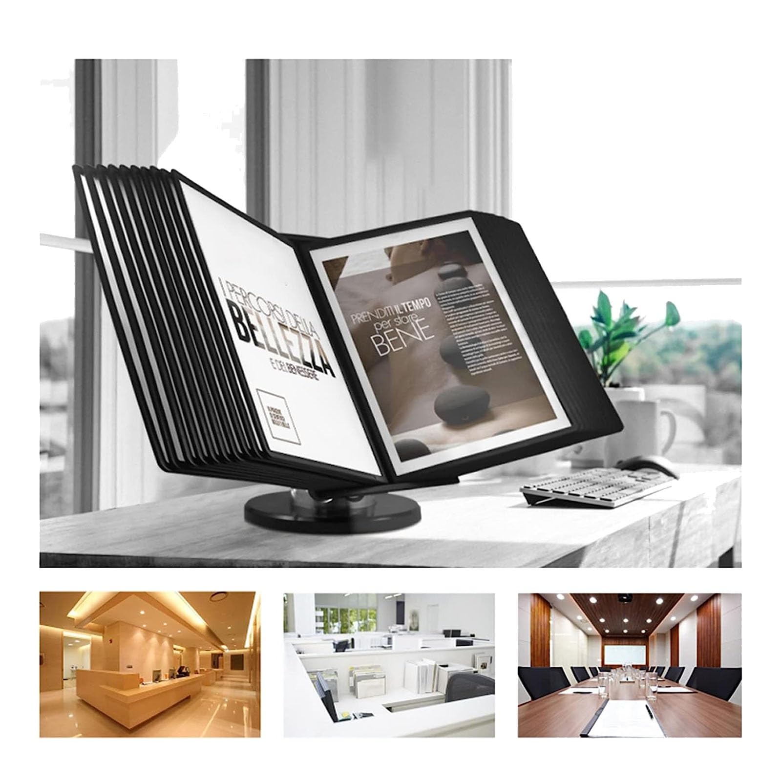 Porta documenti – Organizer da parete, formato A4, 20 pagine, raccoglitore di riferimento per ufficio, PVC e metallo, organizer per documenti da scrivania