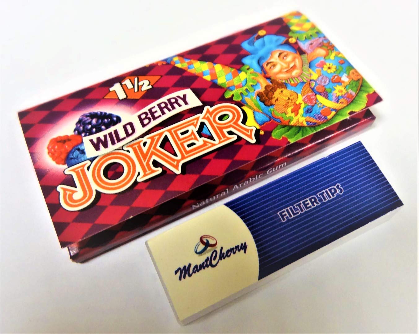 MontCherryBrand Tips and Joker Brand 1-1/2 Size Flavoured Paper in 'Wild Berry' Flavor - 24 BOOKLETS Combo Deal by Trendz