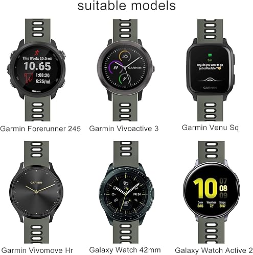 Miniatura 3 de ISABAKE Correa de reloj Garmin de silicona suave para Garmin Vivoactive 3Samsung Galaxy Active 2Garmin Forerunner 245245 Music 645Forerunner 645
