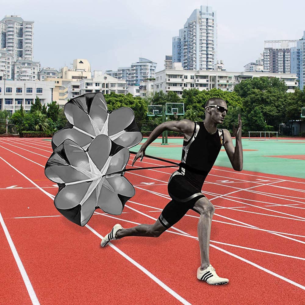 Paracadute da allenamento，Paracadute di Resistenza Allenamento，per Il Fitness per Migliorare velocità, Resistenza, Forza e Accelerazione.（nero）