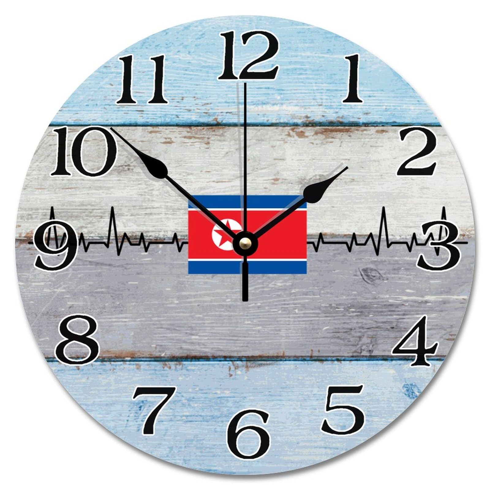 Horloge murale vintage Corée du Nord 30,5 cm, décor mural sans bruit