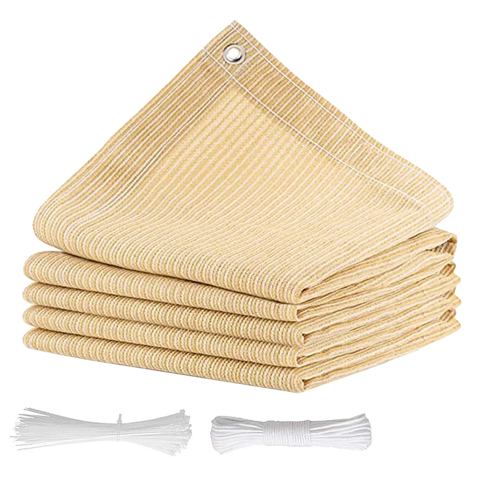 GJZQDKX Balkon Garten 4x4m (13x13ft) - Rechteckig, Leichtgewicht, Reißfest, Wärmeisolierend, Atmungsaktiv, Schattierungsnetz mit Ösen für Terrasse und Balkon, Beige