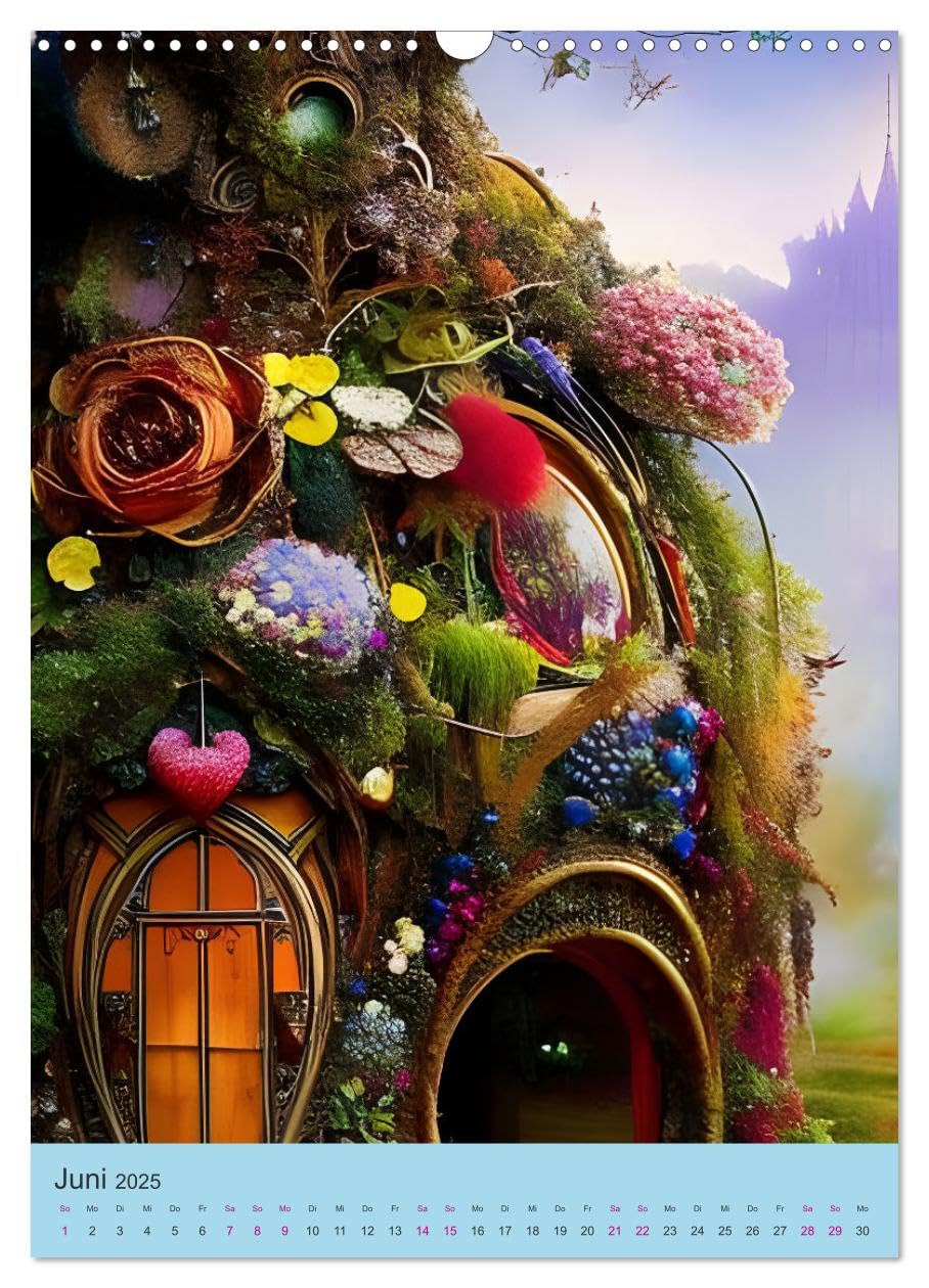 Wo die Feen wohnen (Wandkalender 2025 DIN A3 hoch), CALVENDO Monatskalender: Fantasy-Architektur aus der KI (CALVENDO Kunst)
