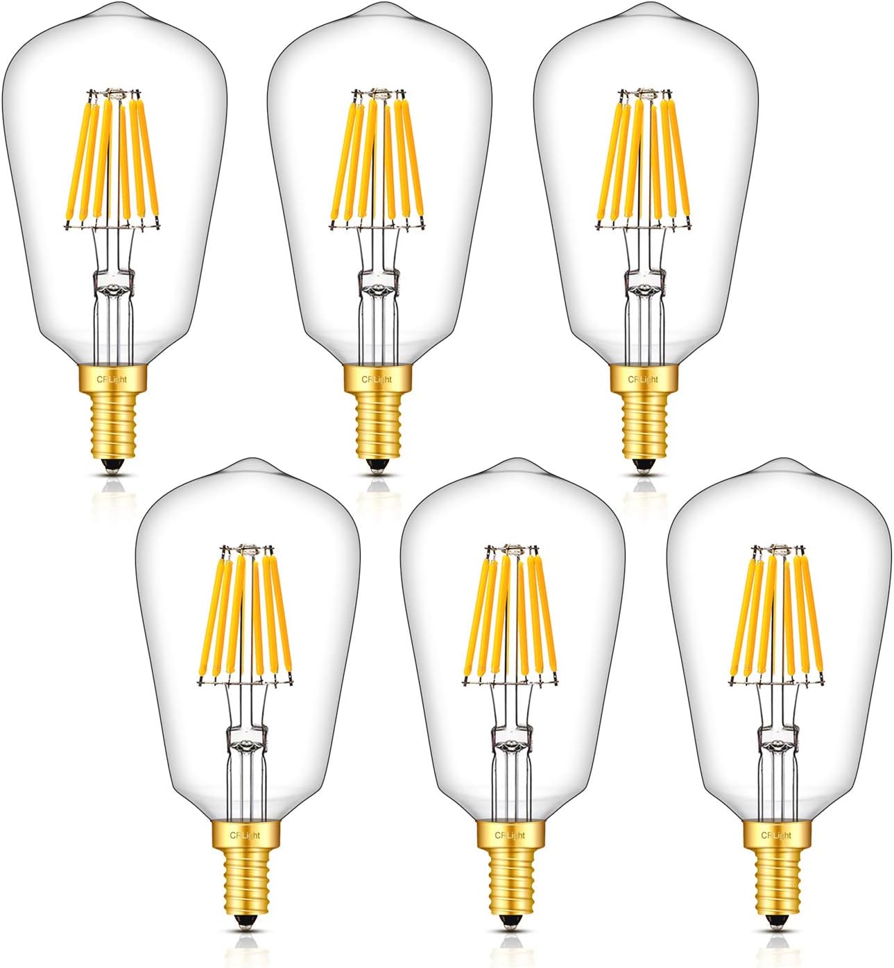 CRLight 6W LED Candelabra Edison Bulb 70W Equivalent 3000K Soft White
