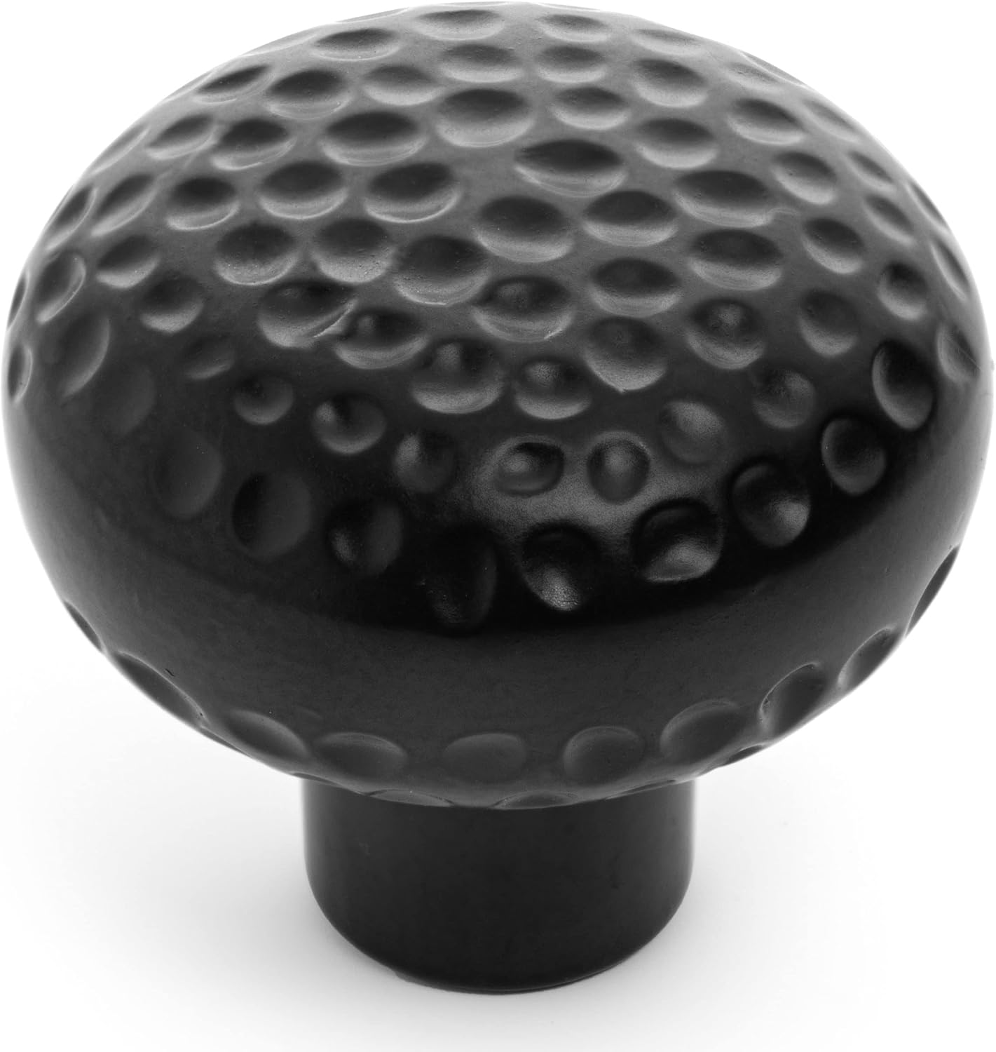 Cosmas 10 Pack 10551FB Flat Black Hammered Round Cabinet Knob Hardware - 1-1/4" Inch Diameter