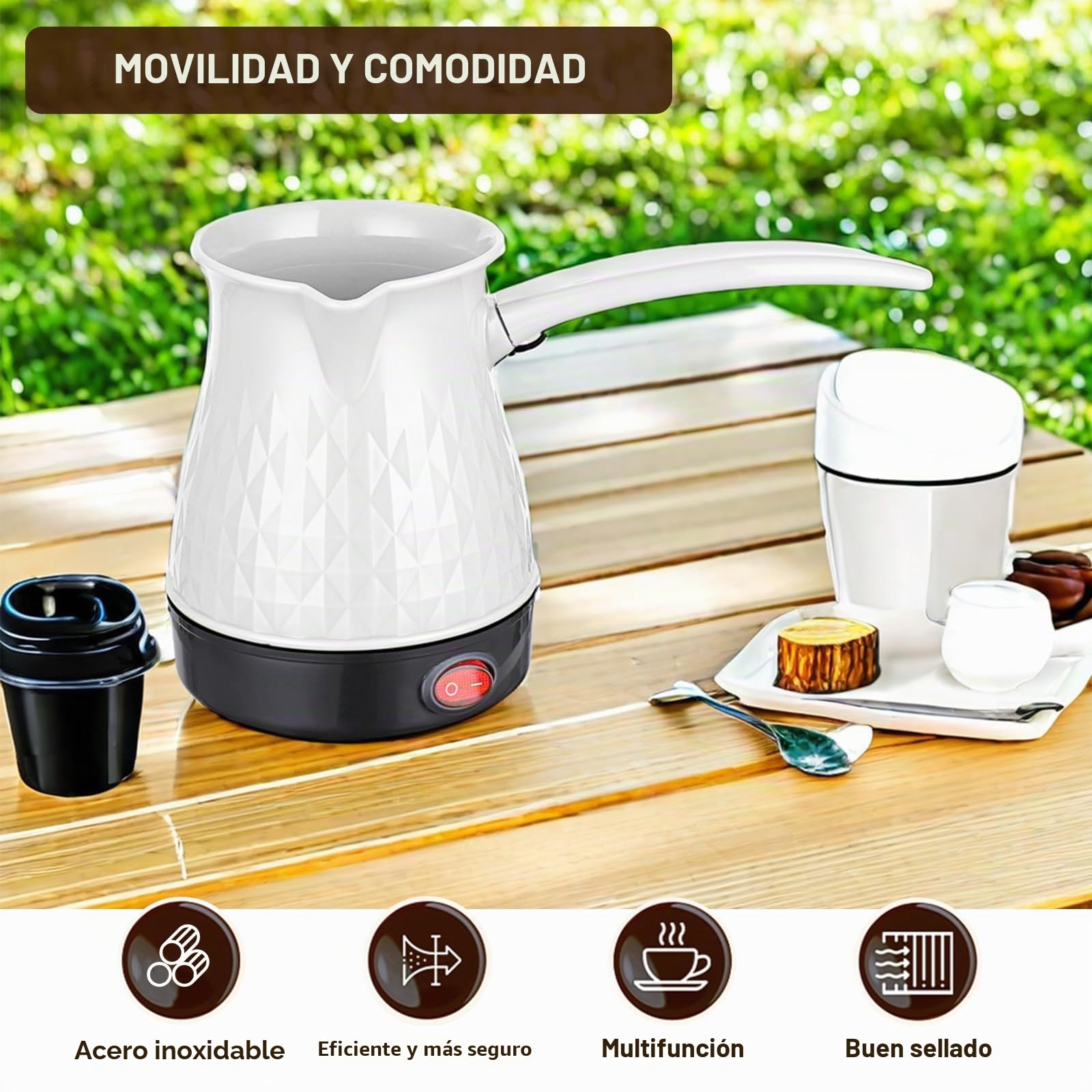 Byzesty Cafetera Turca Eléctrica para Café, Moka y Té - Para Hogar, Oficina y Viajes