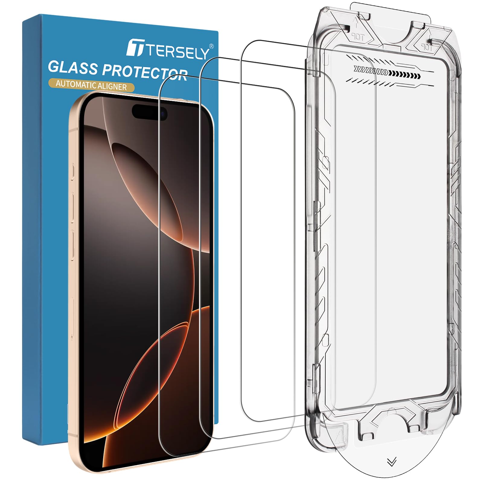 T Tersely [3 Pack] Screen Protector for iPhone 16 Pro Max 6.9-inch with Auto Alignment Kit, Tempered Glass Film Bubble Free Full Coverage, HD Clear